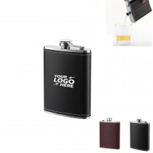 8 Oz Leather Stainless Steel Hip Flask